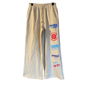 Poppi Drawstring Flared Beige Sweatpants with Pockets Size X-Large. Inseam 30.5”